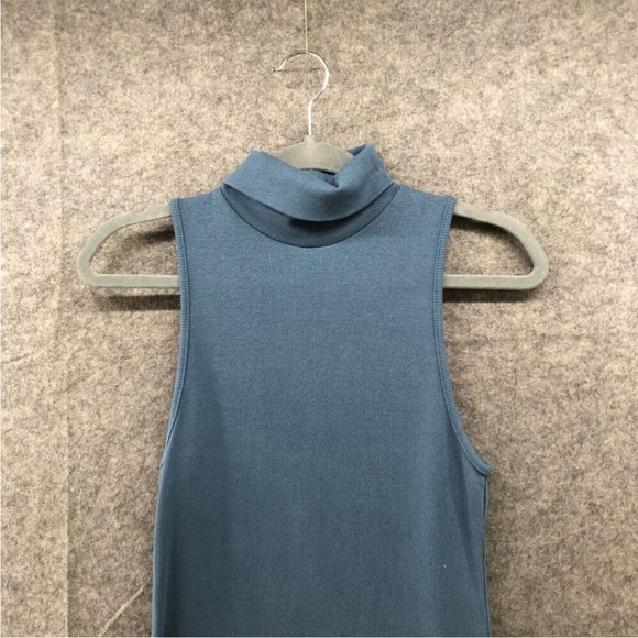 NWOT Zara Sleeveless Mockneck Ribbed Midi-Dress in Blue size L - Picture 11 of 13